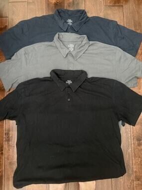 True Classic Polo Shirt Lot of 3 Mens Cotton Blend Gray Black Navy Collared XXL